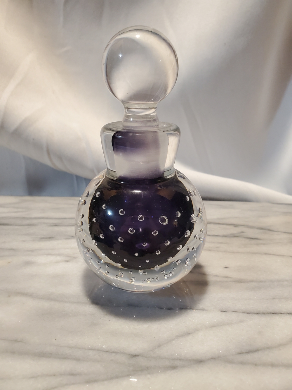 Vintage Murano Style Sommerso Art Glass Perfume Bottle | Controlled Bubble...
